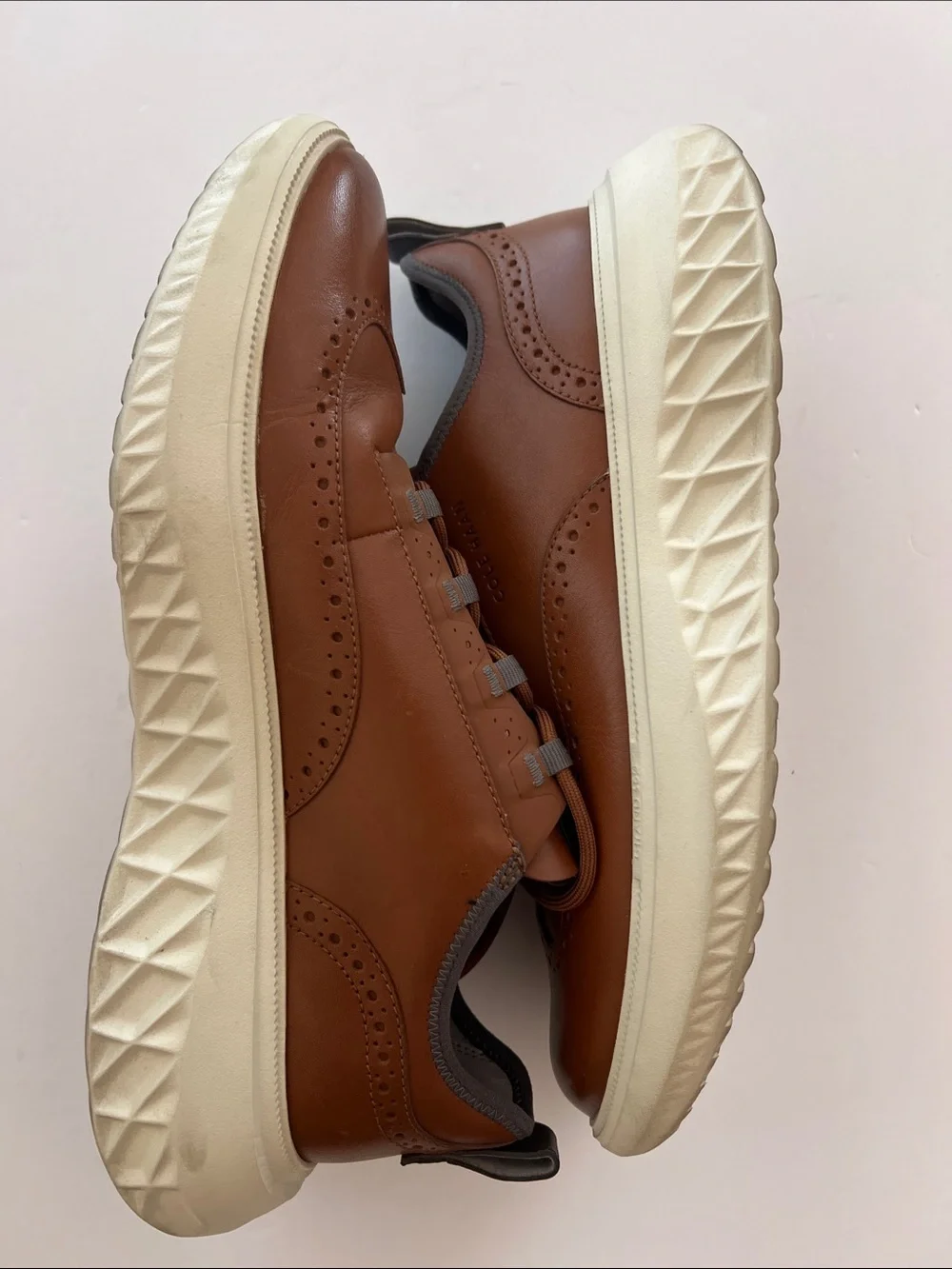 Cole Haan ZERØGRAND British Tan Leather Wingtip Sneaker with Cream Sole
